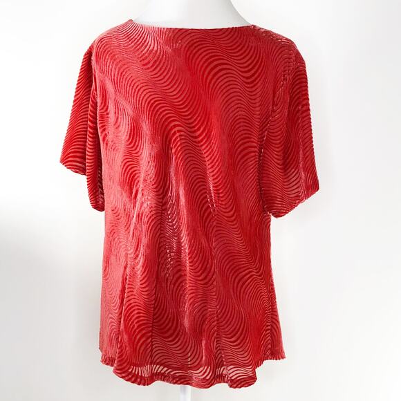 Talbots Womens Top Silk Blend Top 10W Orange Short Sleeve Soft Flowy - Picture 3 of 6